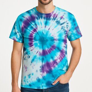 Goodfellow Shirt Men's XXL Blue Purple Tie Dye All Cotton Casual Psychedelic Tee
